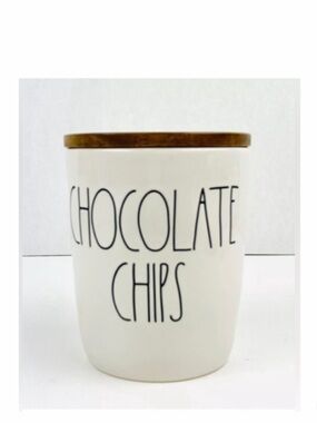NEW Rae Dunn Chocolate Chips Cellar Mini Canister With Wooden Top Lid Farmhouse